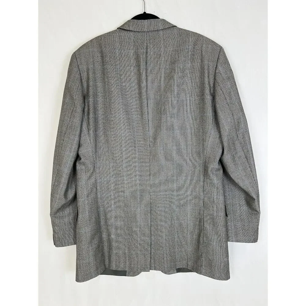 Hugo Boss Lanificio Tesse Biella Windowpane Plaid Gray‎ Blazer Men's 42T Wool
